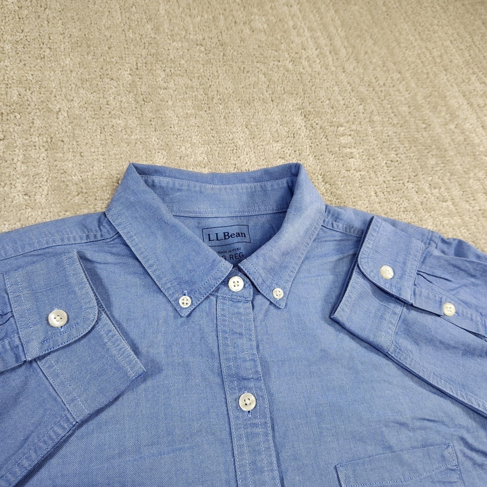 LL Bean Shirt Women Large Oxford Cloth Button Down OCBD Blue Minimal Luxury